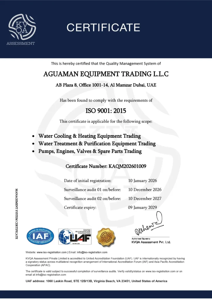 Aguaman EQ ISO 9001:2015 certification document